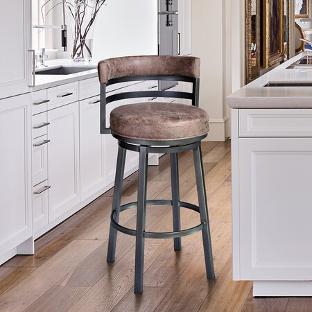 Armen Living Titana 30" Barstool in Mineral finish with Bandero Tobacco upholstery 721535746873